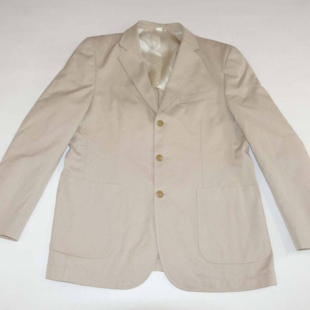 Alex Cannon Men's Sport Coat Large Beige Cotton Blend Blazer Jacket 3 Button L